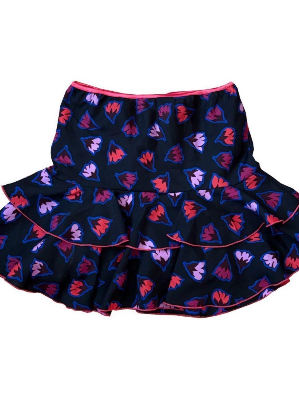 Little Marc Jacobs Black Tiered Skirt with Pink & Red Floral Print